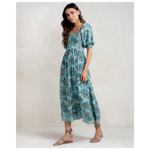 Anthropologie Omika Handmade Midi Blair Dress Puff Poof Sleeve Euro Girl Greece - Picture 7 of 15